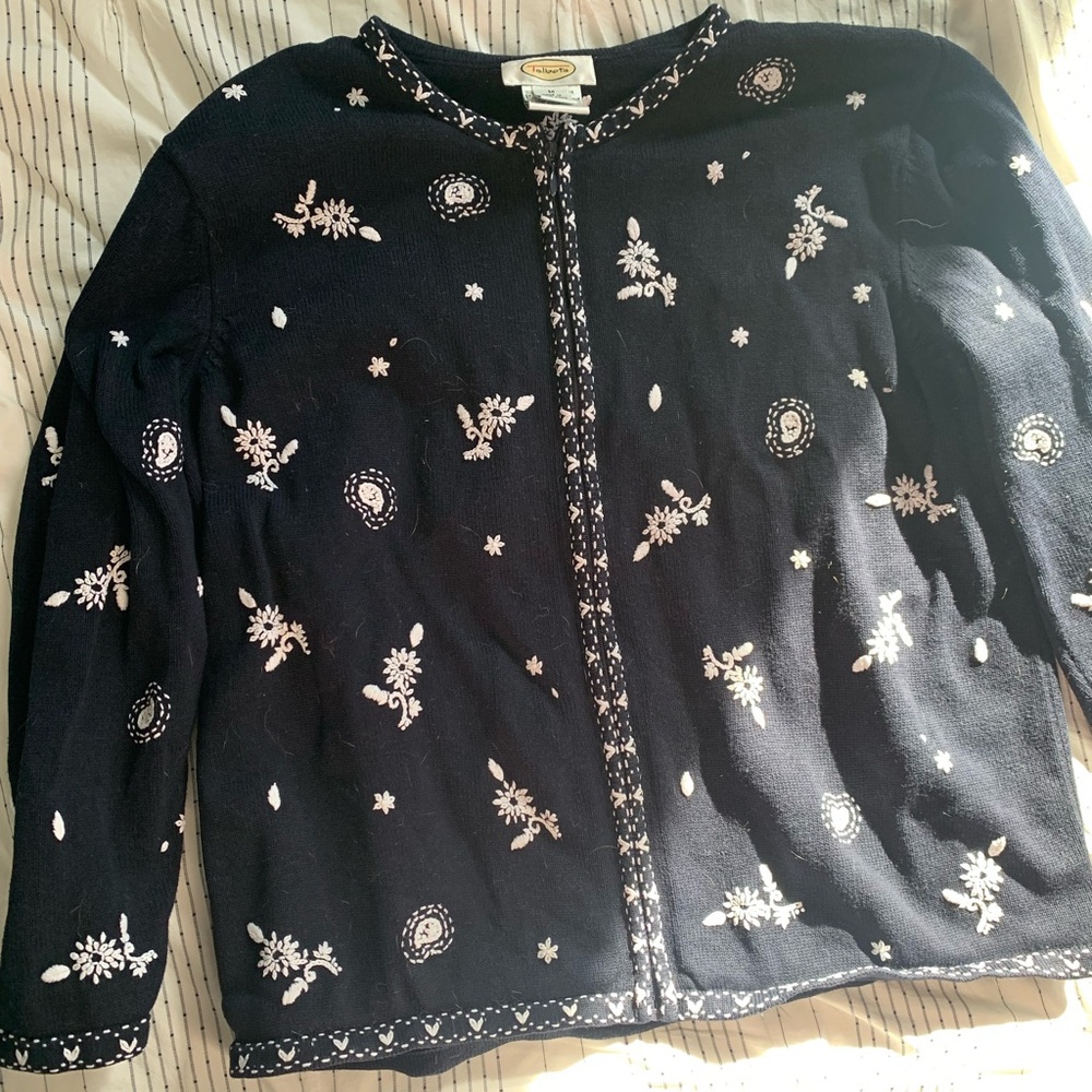 Blue embroidered cardigan